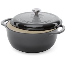 6-Quart Enamel Cast Iron Dutch Oven | Sleek Grey Cookware