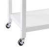 White Kitchen Cart | Stainless Steel Top with Drawer