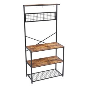 Modern Metal & Wood Bakers Rack | 4-Shelf Kitchen & Microwave Stand