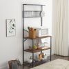 Modern Metal & Wood Bakers Rack | 4-Shelf Kitchen & Microwave Stand