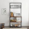Modern Metal & Wood Bakers Rack | 4-Shelf Kitchen & Microwave Stand