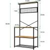 Modern Metal & Wood Bakers Rack | 4-Shelf Kitchen & Microwave Stand