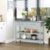 Light Gray Rolling Kitchen Island | Stainless Steel Top