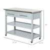 Light Gray Rolling Kitchen Island | Stainless Steel Top