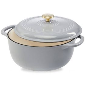 6-Quart Enamel Cast Iron Dutch Oven | Elegant Light Grey Cookware