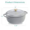 6-Quart Enamel Cast Iron Dutch Oven | Elegant Light Grey Cookware