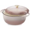6-Quart Enamel Cast Iron Dutch Oven | Elegant Pink-Beige Off-White