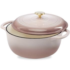 6-Quart Enamel Cast Iron Dutch Oven | Elegant Pink-Beige Off-White