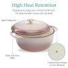 6-Quart Enamel Cast Iron Dutch Oven | Elegant Pink-Beige Off-White
