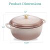6-Quart Enamel Cast Iron Dutch Oven | Elegant Pink-Beige Off-White