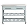 Light Gray Rolling Kitchen Island | Stainless Steel Top