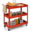 Red Steel Kitchen Utility Cart | Serving Station
