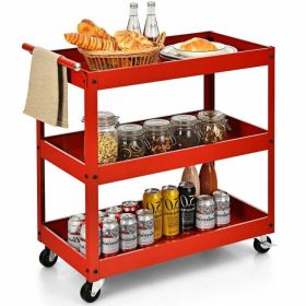 Red Steel Kitchen Utility Cart | Serving Station