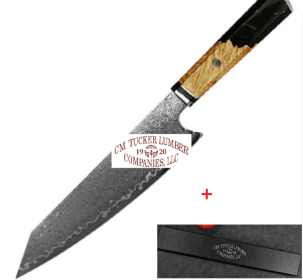 Japanese Chef’s Knife | Damascus Steel Blade (Option: Black of Tucker Lumber LLC-34.7cm)