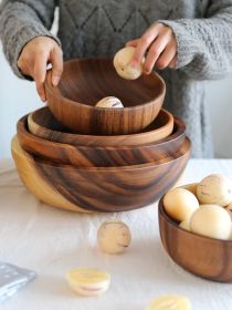 Acacia Wooden Bowl | Natural Grain (Option: Brown-All size)