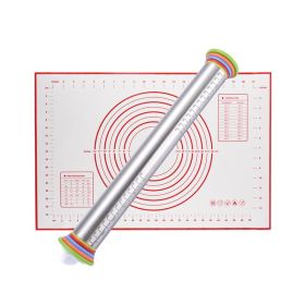 Heavy-Duty Stainless Steel Rolling Pin (Option: Rolling pin red pad)