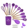 Silicone Kitchen Utensil Set | Wooden Handles