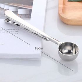 Coffee Spoon with Sealing Clip | Stainless Steel (Color: Silver)