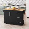 Rolling Kitchen Island Cart | 2-Door Cabinet