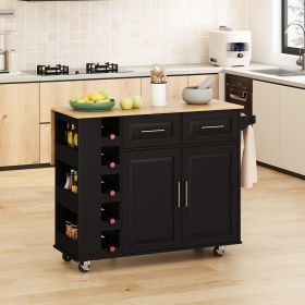 Kitchen Island Cart | Multi-Functional (Color: Black)