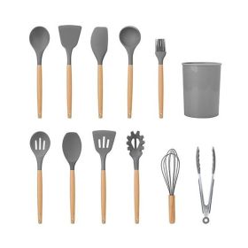 Silicone Kitchen Utensil Set | Heat-Resistant (Type: 11pcs, Color: Gray)