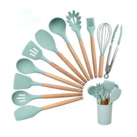 Silicone Kitchen Utensil Set | Heat-Resistant (Type: 11pcs, Color: Light Green)