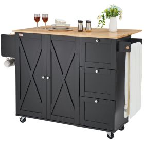 Kitchen Island | VEVOR Cart (Type: Fully-Enclosed Mobile Type, Color: Black)
