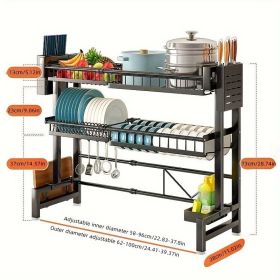 Retractable Dish Rack | Black (size: double layer)