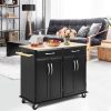 Rolling Island Cart | Rubber Wood Top