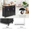 Rolling Island Cart | Rubber Wood Top