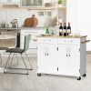 Rolling Island Cart | Rubber Wood Top