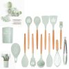 Silicone Kitchen Utensil Set | Wooden Handles