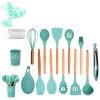 Silicone Kitchen Utensil Set | Wooden Handles