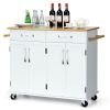 Rolling Island Cart | Rubber Wood Top
