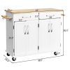 Rolling Island Cart | Rubber Wood Top