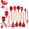 Silicone Kitchen Utensil Set | Wooden Handles