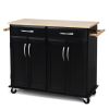 Rolling Island Cart | Rubber Wood Top